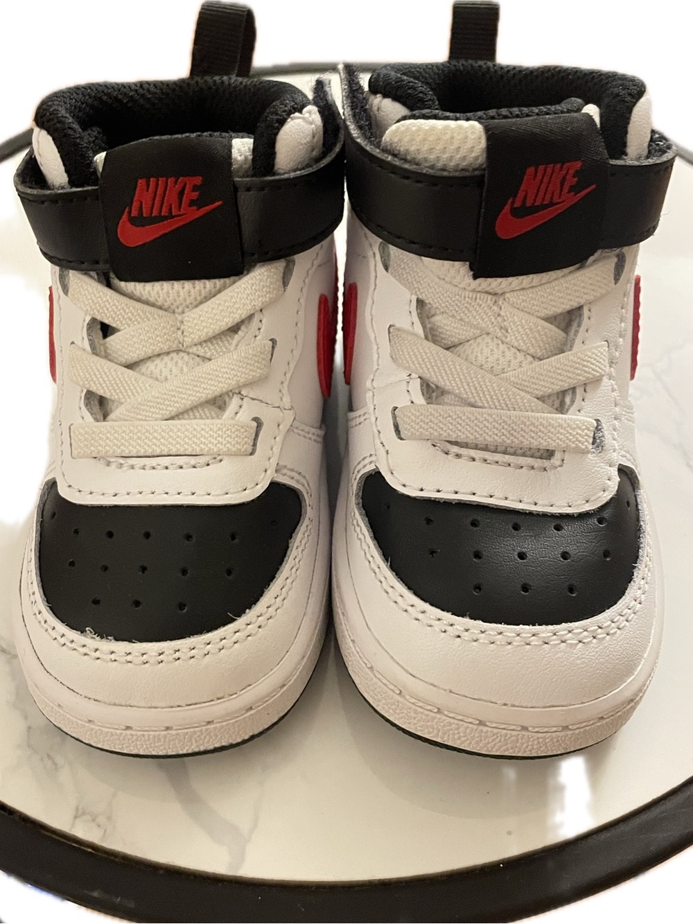 Nike Toddlers (Size 5C) White Black and Red High-Top Sneakers